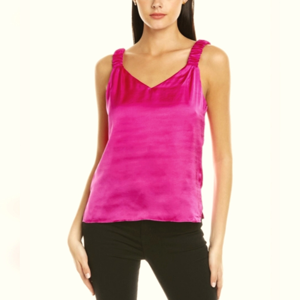 1 State Gypsy Spirit pink slip style stretchy strap silky feel small tank Top